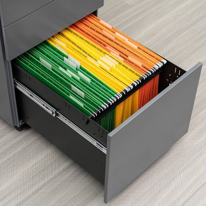 Compact 3 Drawer Mobile File Cabinet - Grey