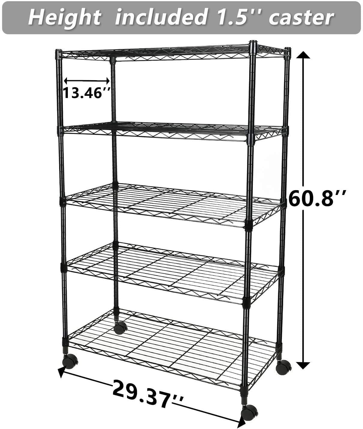 Simple Deluxe 5-Tier Heavy Duty Storage Shelving - Black