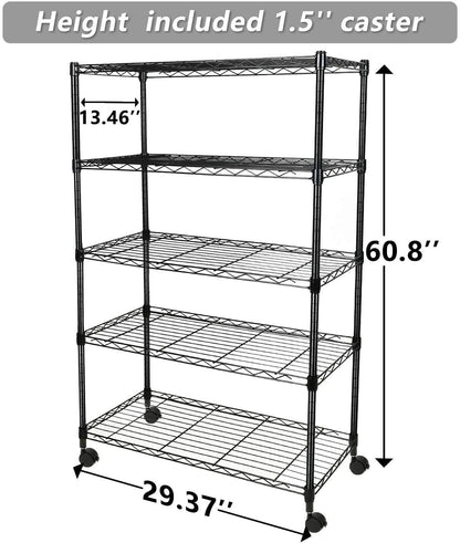 Simple Deluxe 5-Tier Heavy Duty Storage Shelving - Black