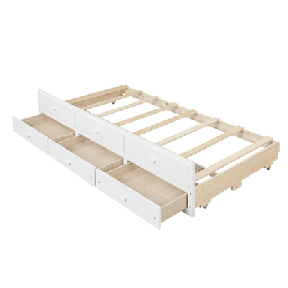 White Haven Full Bed with Bookcase, Twin Trundle, and Drawers