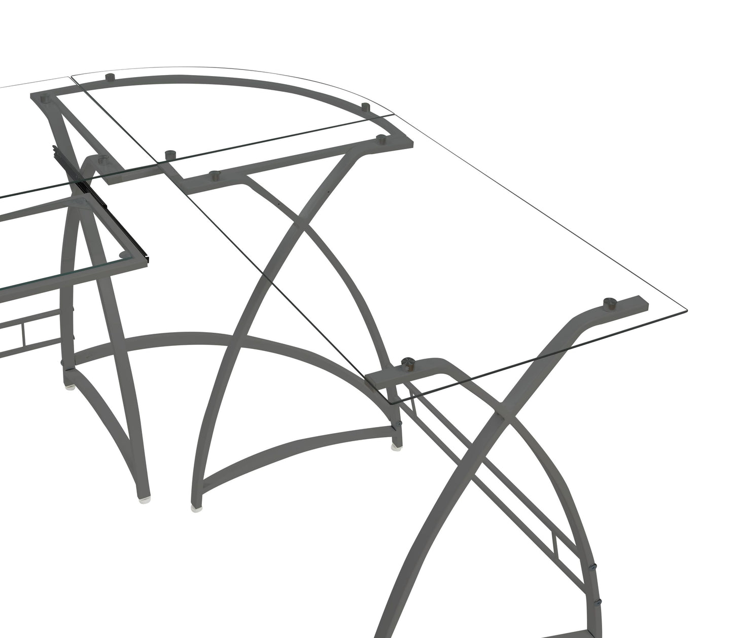 Dazenus Computer Desk in Clear Glass & Silver