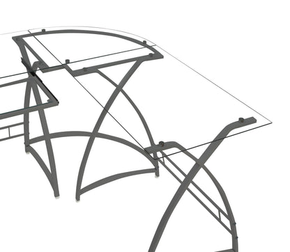 Dazenus Computer Desk in Clear Glass & Silver