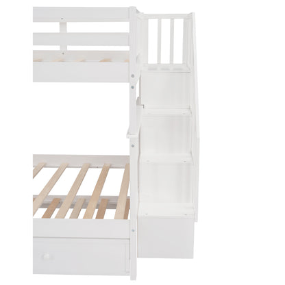 Dreamscape Twin Trundle Bunk Bed with Storage and Guard Rail - Snow White