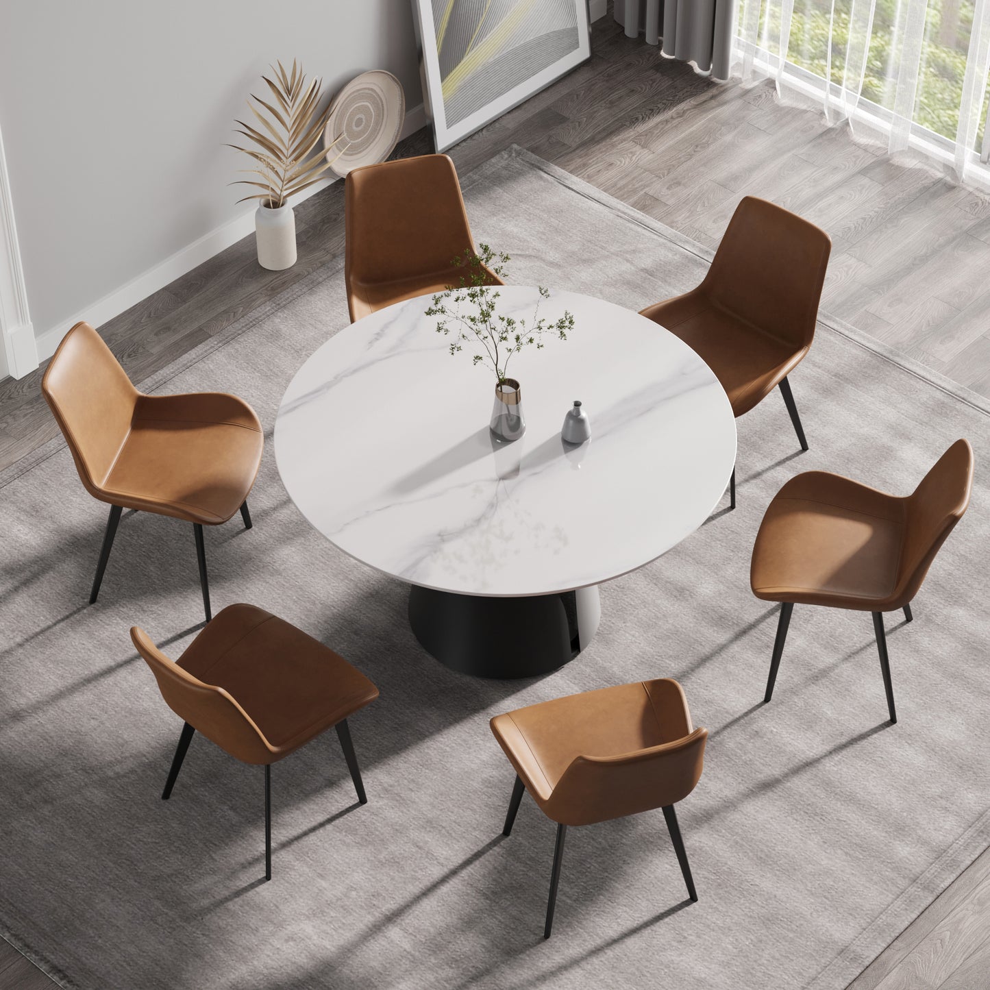 Elegant Round Carbon Steel Dining Table