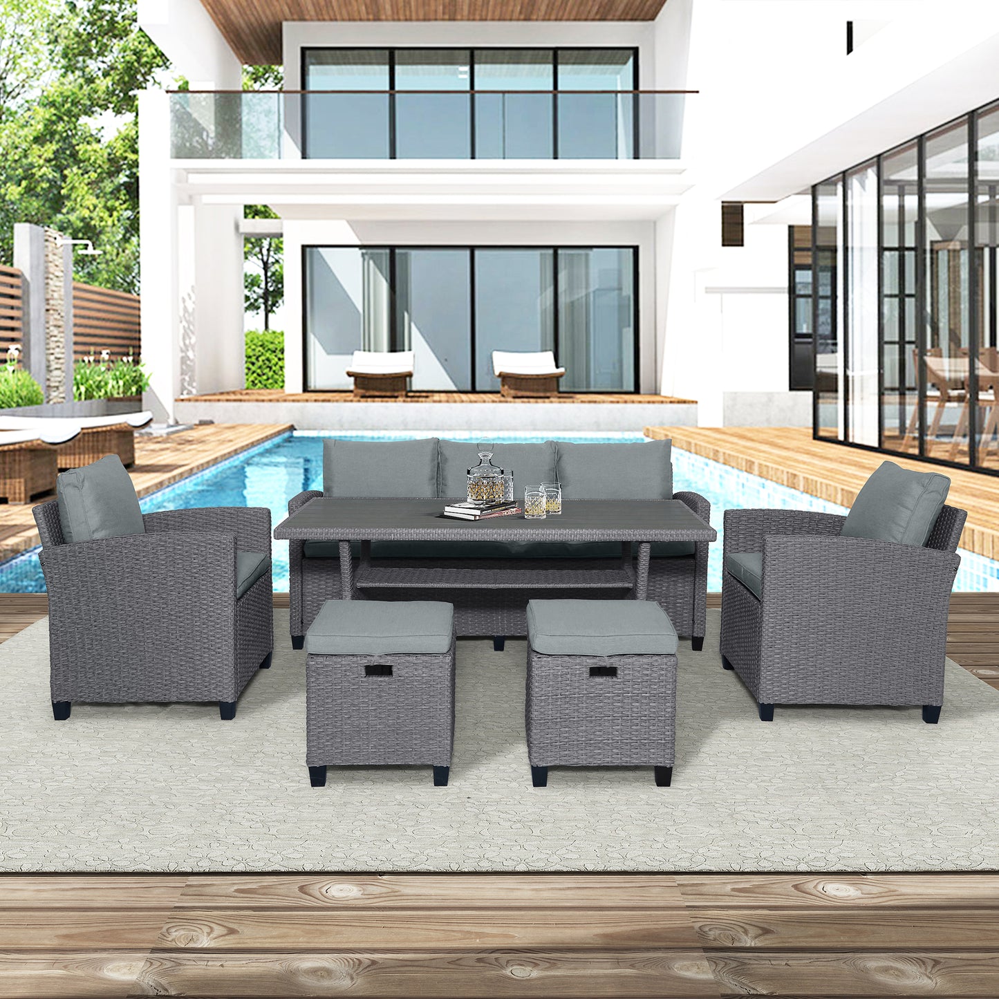 Elegant Oasis 6-Piece Outdoor Rattan Wicker Set