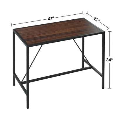 Elegant Walnut Metal Pub Dining Table