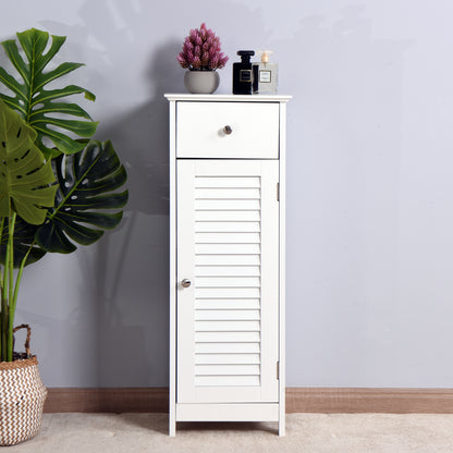 Elegant White Wood Bathroom Cabinet Set