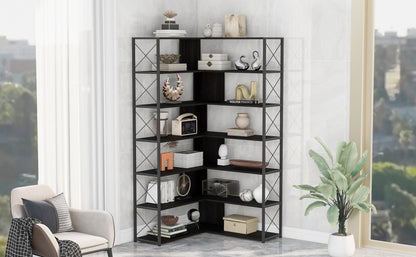 L-Shaped Corner Bookcase - Black