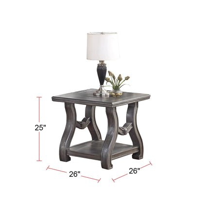 Silver Shimmer Open Shelf End Table