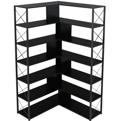 L-Shaped Corner Bookcase - Black