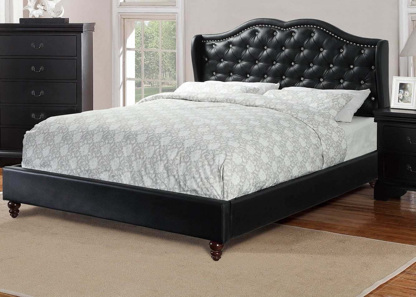 Dexter Wingback Design Queen Size Bed - Black
