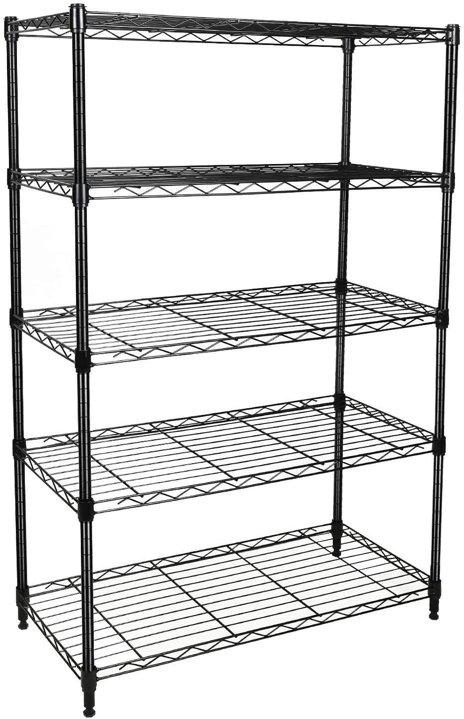 Simple Deluxe 5-Tier Heavy Duty Storage Shelving - Black