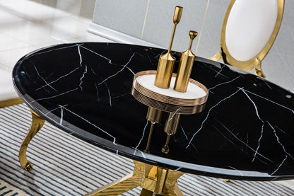 Elegant Gold Fusion Marble Dining Table
