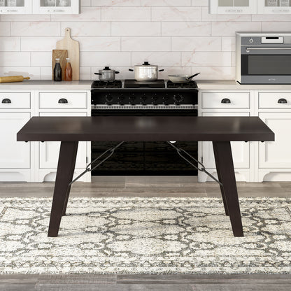 Rustic Elegance 72" Espresso Wooden Table with Chain Bracket