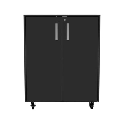 Casters Storage Cabinet  Double Door  - Black