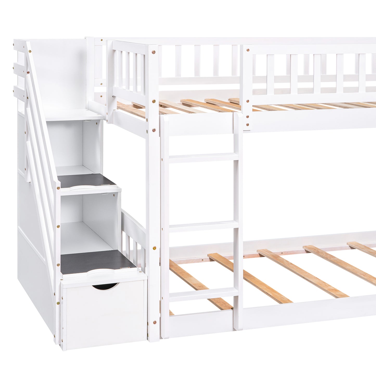 Dreamscape Twin over Twin Bunk Bed with Storage and Slide, Snow White