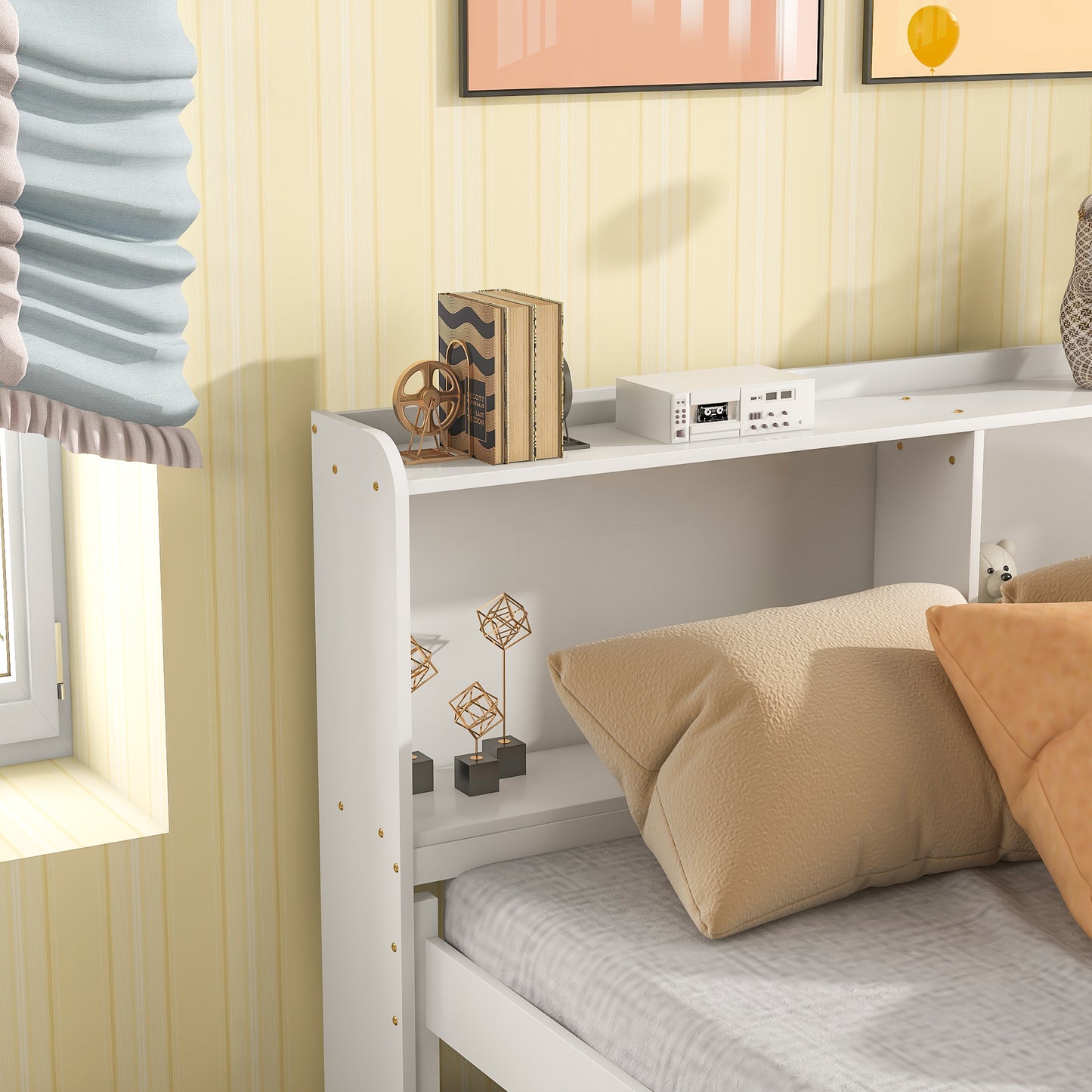 White Haven Full Bed with Bookcase, Twin Trundle, and Drawers