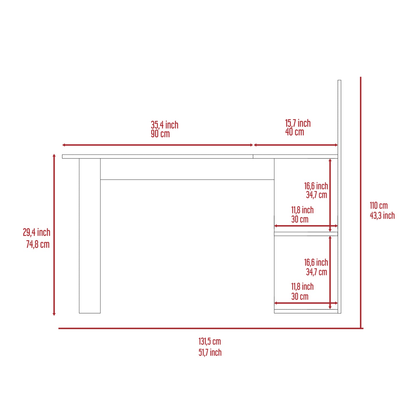 Tech Pro 4-Shelf L-Shaped Computer Desk - Black