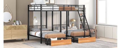 TripleMax Twin Bunk Bed - Sleek Black Design with Drawers and Guardrails