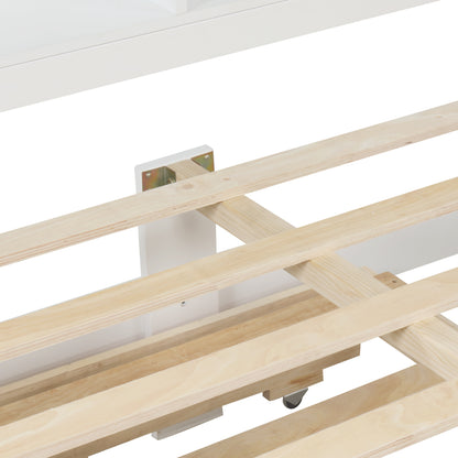 White Haven Full Bed with Bookcase, Twin Trundle, and Drawers