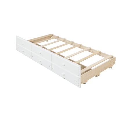 White Haven Full Bed with Bookcase, Twin Trundle, and Drawers