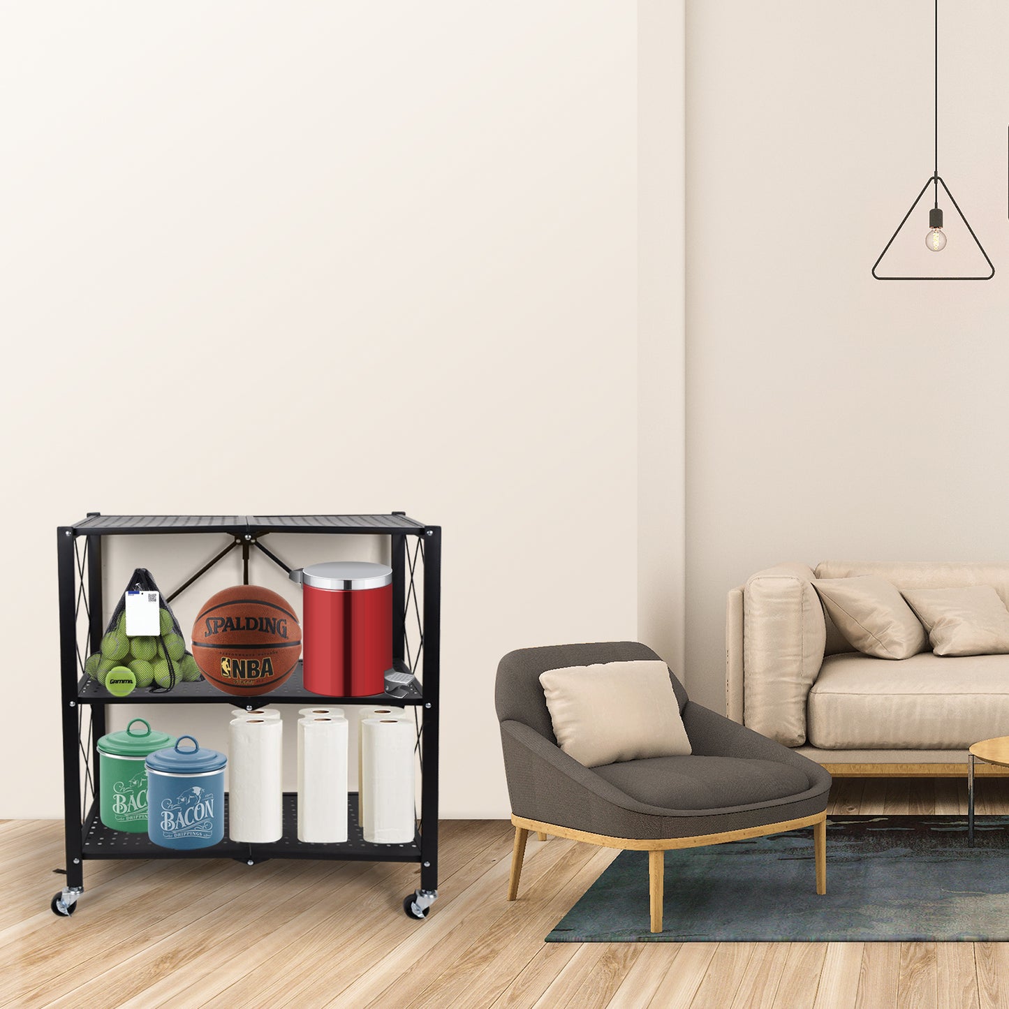 Simple Deluxe II 3-Tier With Wheels- Black