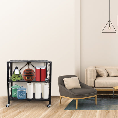 Simple Deluxe II 3-Tier With Wheels- Black
