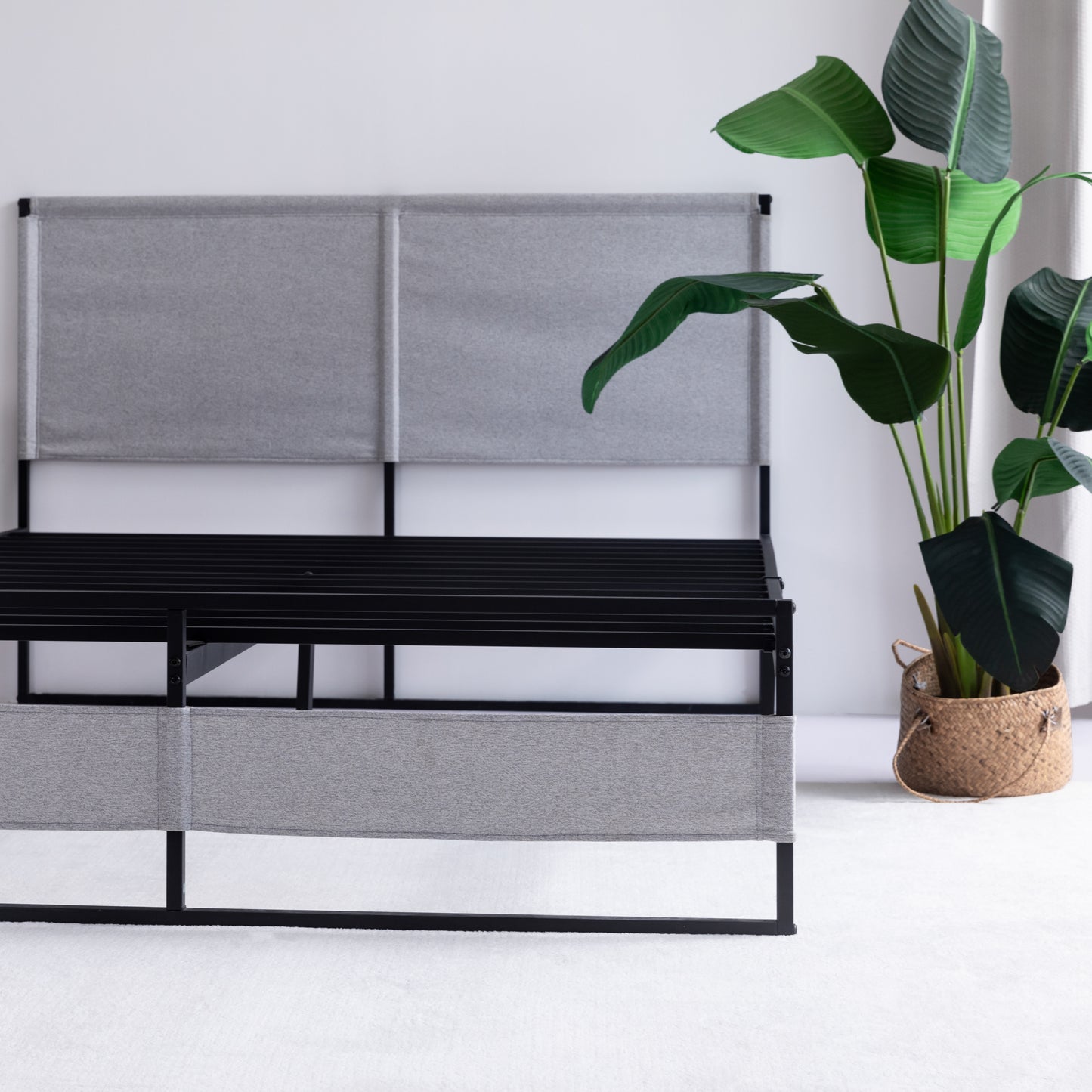 Ovi King Size Metal Bed Frame - Gray