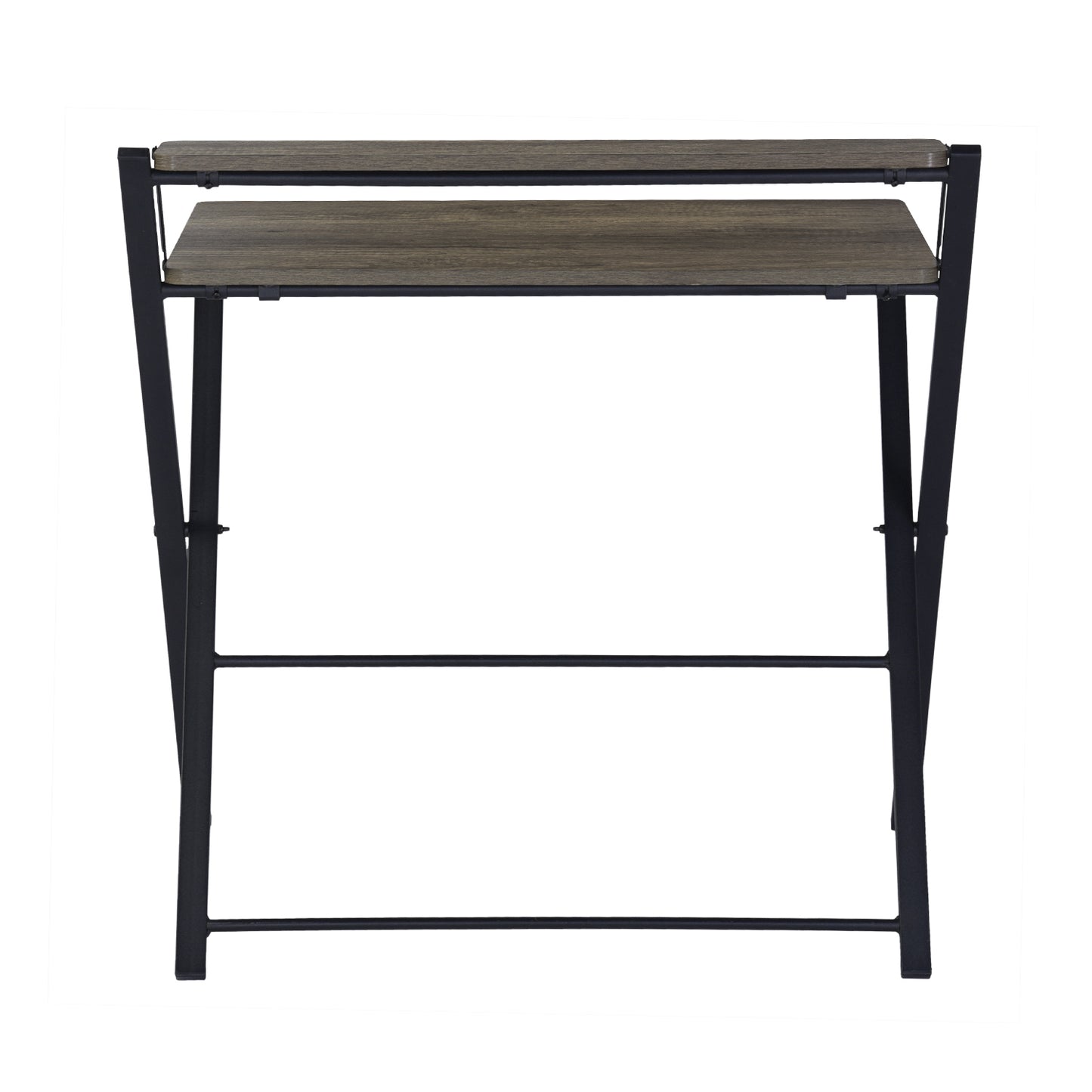 Foldable desk with tier - Walnut & Black