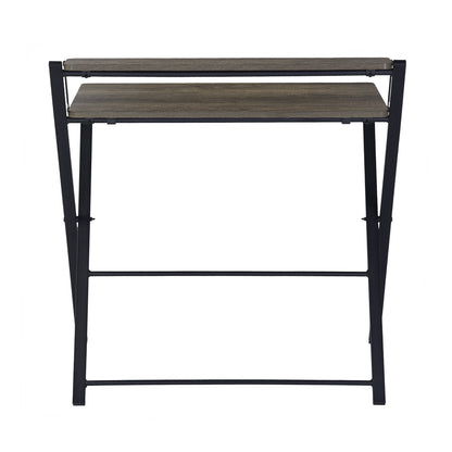Foldable desk with tier - Walnut & Black