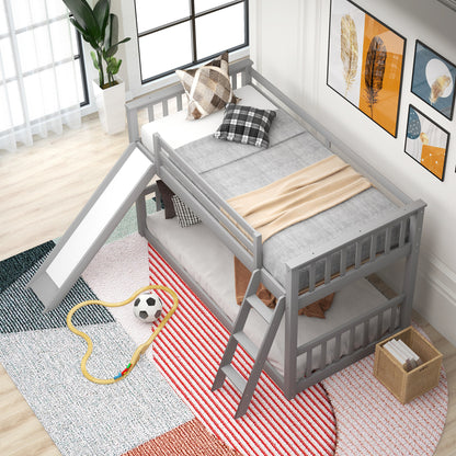 Slide and Climb Twin Bunk Bed, Gray