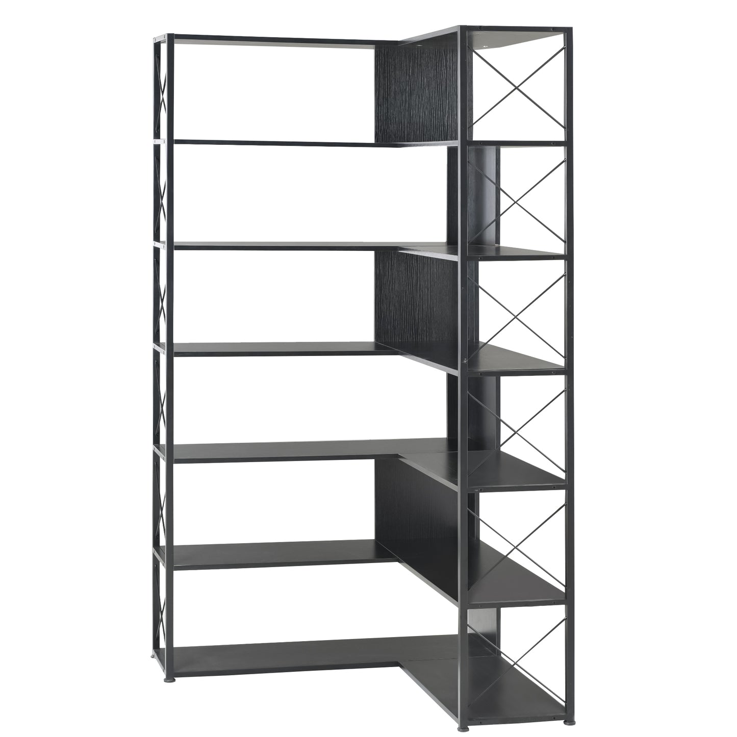 L-Shaped Corner Bookcase - Black
