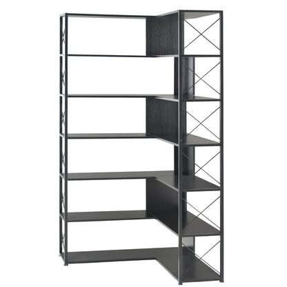 L-Shaped Corner Bookcase - Black