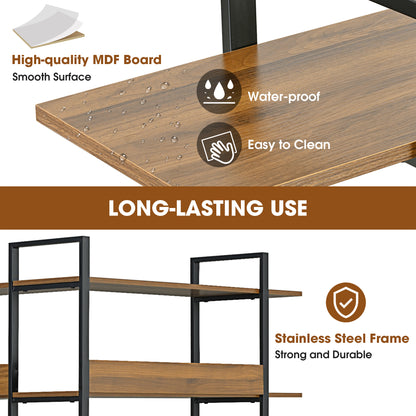 Stainless Steel Frame Corner 6-tier Shelves - Brown