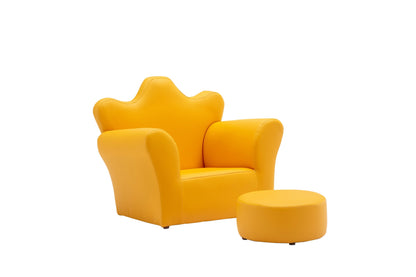 Crown Shape 1pc Kids Chair with Ottoman - Yellow