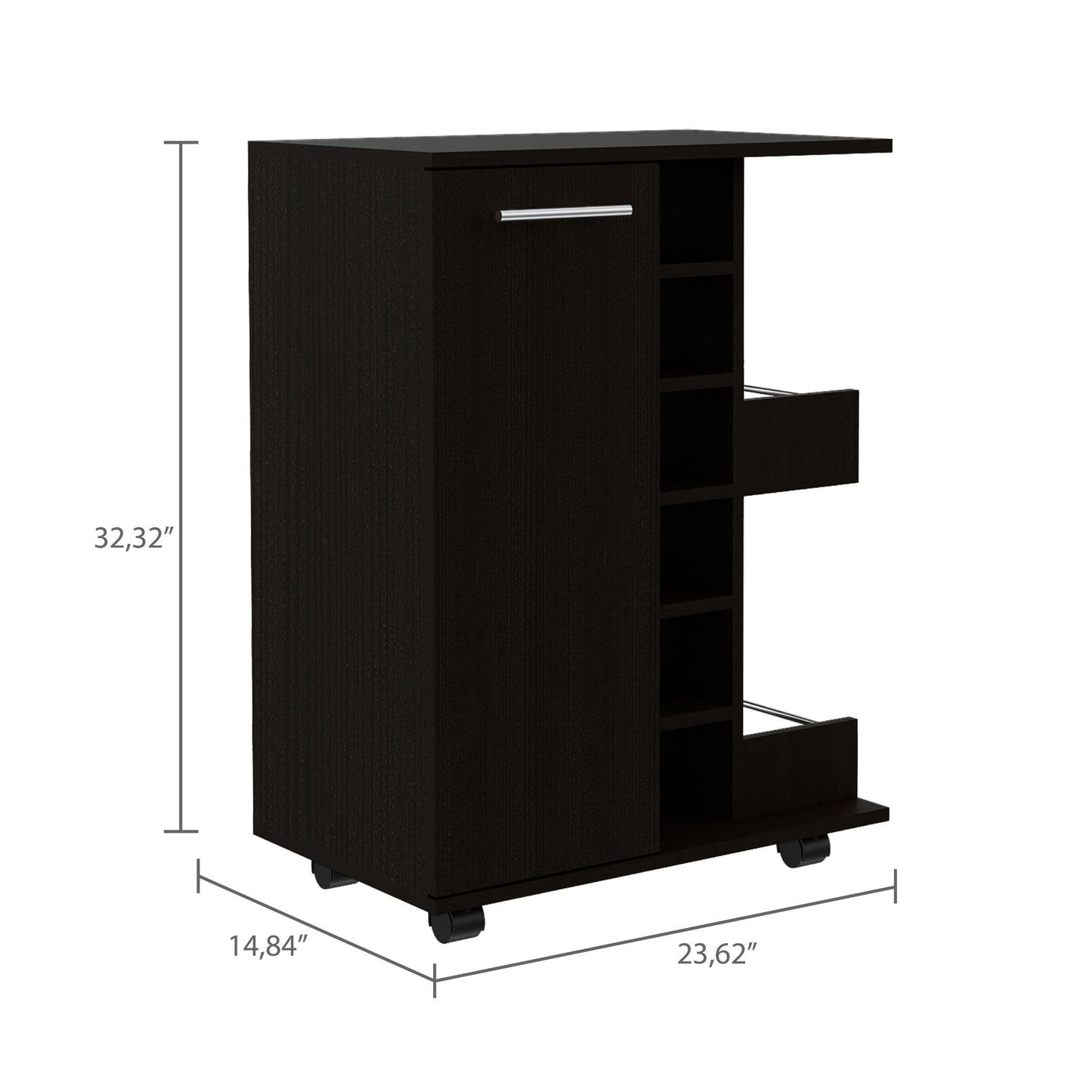Bar Cart with Division Carbon - Black
