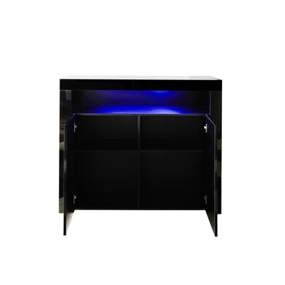 Glossy Glow Sideboard: Modern Storage Cabinet with LED Light