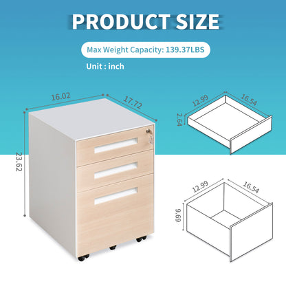 Compact 3 Drawer Mobile File Cabinet - Chery