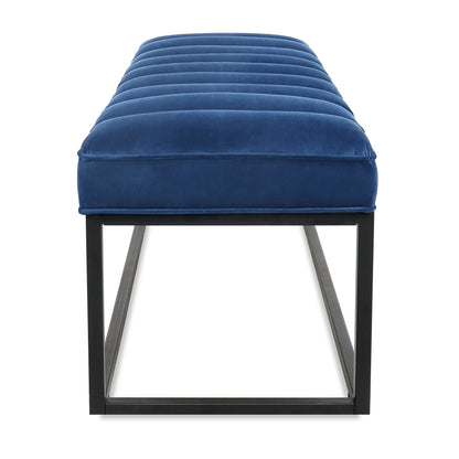 Metal Base Upholstered Bench - Navy Blue