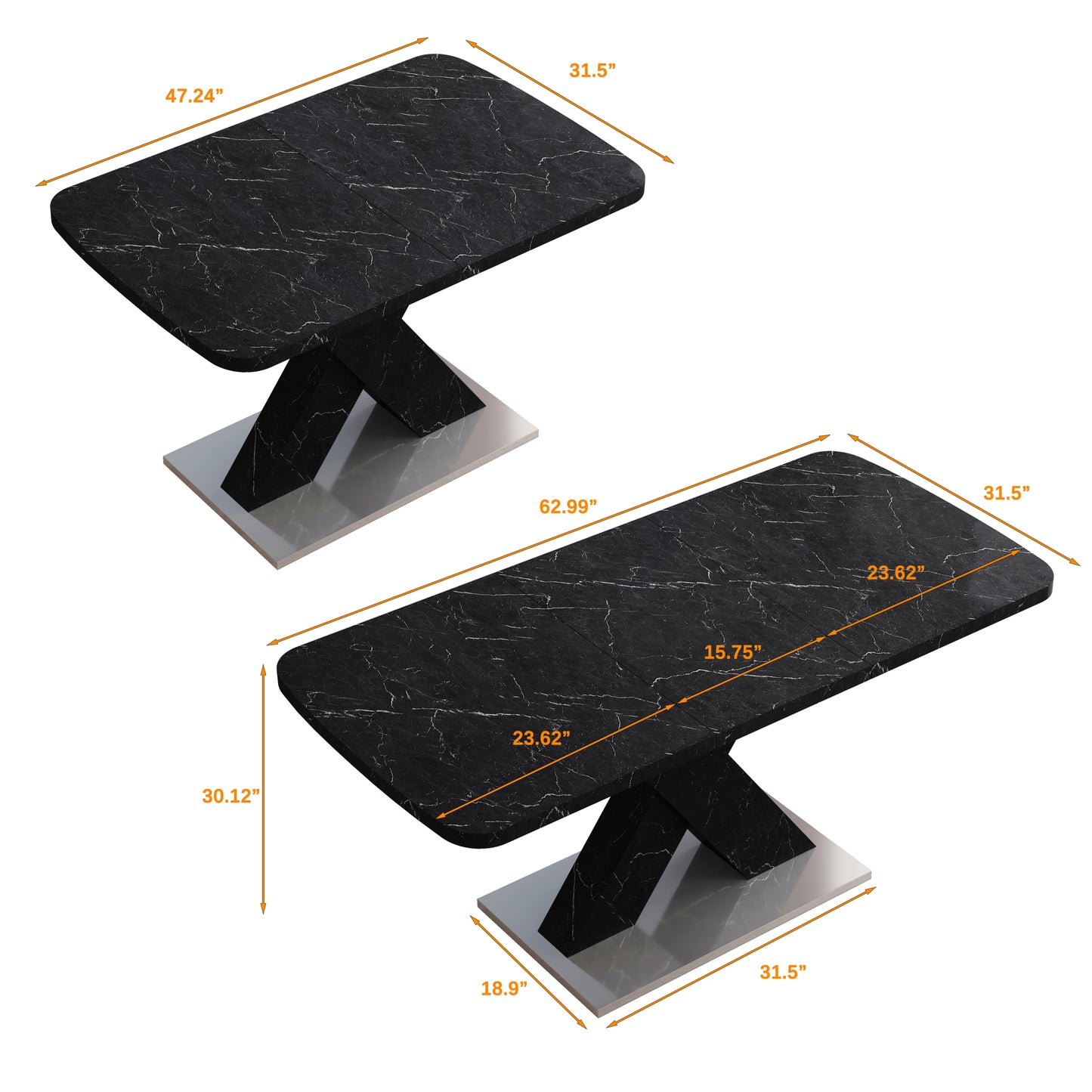 Black Marble X Dining Table