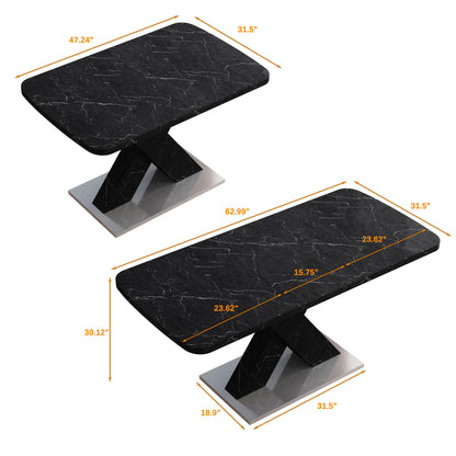 Black Marble X Dining Table