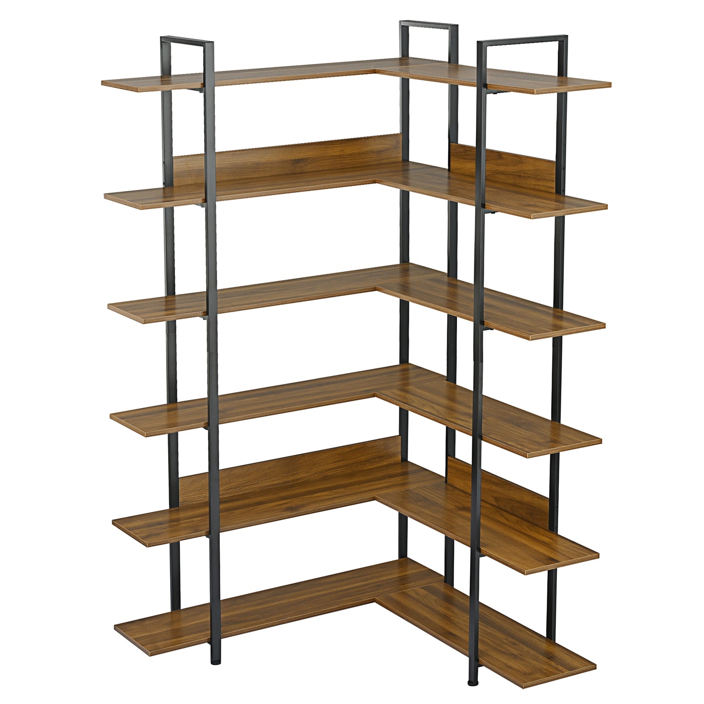 Stainless Steel Frame Corner 6-tier Shelves - Brown