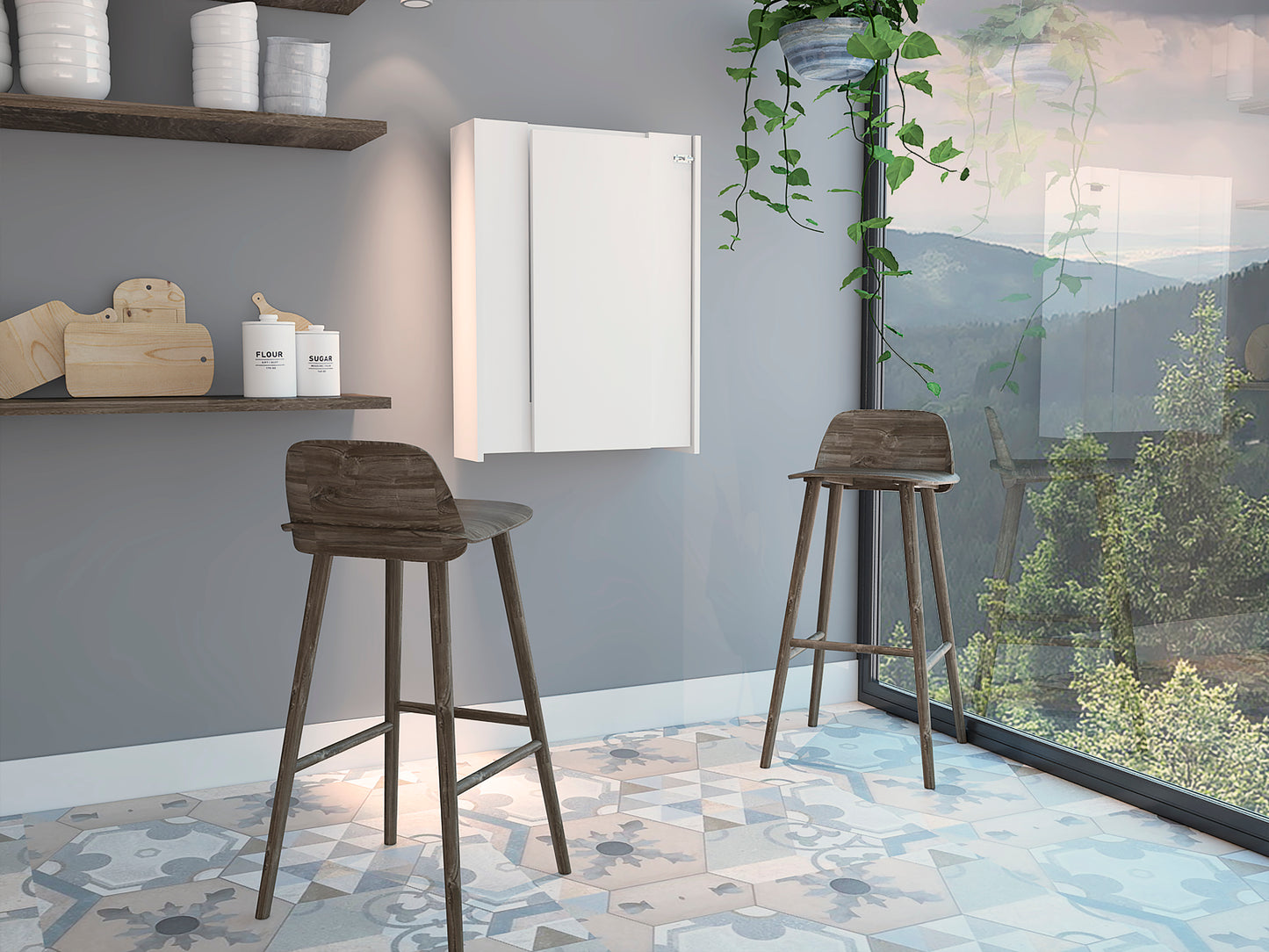 Vatta Wall Foldable Extending Table - White