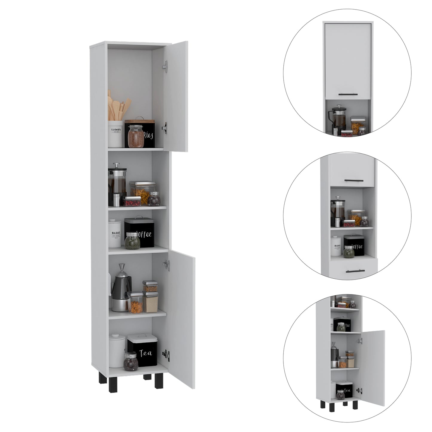 Hobart Pantry Two Cabinets -White