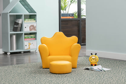 Crown Shape 1pc Kids Chair with Ottoman - Yellow
