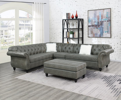 Cocktail Ottoman Wooden Legs - Grey