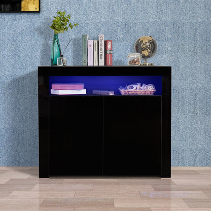 Glossy Glow Sideboard: Modern Storage Cabinet with LED Light