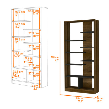 Island Haven 9-Shelf Bookcase - Walnut
