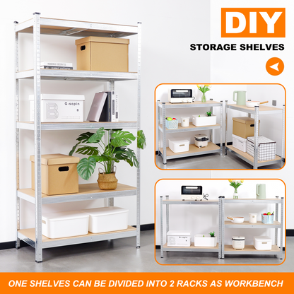 Silver Max Storage 5-Tier Utility Shelves - M