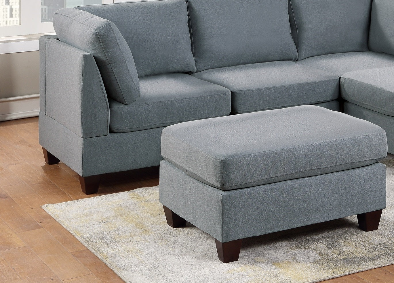 Elegance Grey Linen Ottoman